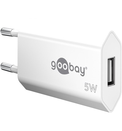 Goobay USB oplader 5W - USB-A, hvid, perfekt til mobil og lamper