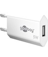 Goobay USB oplader 5W - USB-A, hvid, perfekt til mobil og lamper