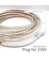 5m 6W/m Vandtæt LED strip (Type Q) - 230V, IP67, 120 LED, Op til 100m