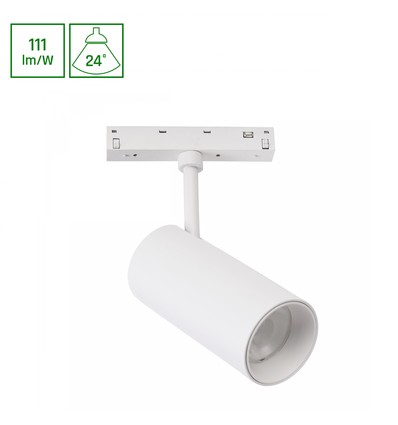 20W SHIFT BASIC SPOT L til 48V skinnesystem - 2220lm, 24°, 2700K, hvidt hus, IP20