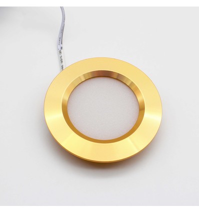2,7W Ø6,8cm Reco68 møbelspot indbygning RA92 - 12V DC, Hul: Ø5,5 cm, Mål: Ø6,8 cm, Guld