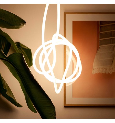 5m Neon Flex Tube til Indretning - Varm hvid, D16 Neon komplet sæt, 230V