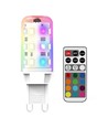 2 stk. RGBW LED pære - 2W, inkl. RF fjernbetjening, G9, 230V