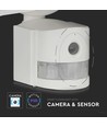 18W LED projektør med WiFi kamera og sensor - 6000K, IP44, hvid, PIR bevægelsessensor, app styret