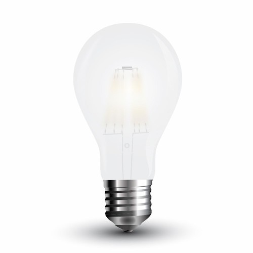 6W Pære E27 - A60, Frost, Kultråd, 6400K