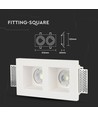 Dobbelt gips indbygningsspot - Firkantet, hvid, til 2x GU10/GU5.3, max 35W, IP20