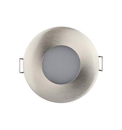 GU10 indbygningsspot, Satin nikkel - Rund, IP54, Hul: Ø7,5 cm, Mål: Ø8,4 cm, uden lyskilde