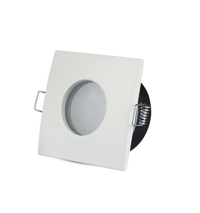 GU10 indbygningsspot, kvadratisk - Hvid, IP54, Hul: Ø7,5 cm, Mål: 84x84 mm, zink legering