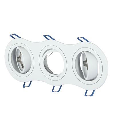 3-huls GU10 indbygningsspot - Rund, hvid, aluminium, Hul: 23,5 x 7,5 cm, Mål: 25,5 x 9,1 cm