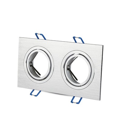 2xGU10 Lampe - Firkant, Aluminium Børstet