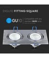 2xGU10 Lampe - Firkant, Aluminium Børstet