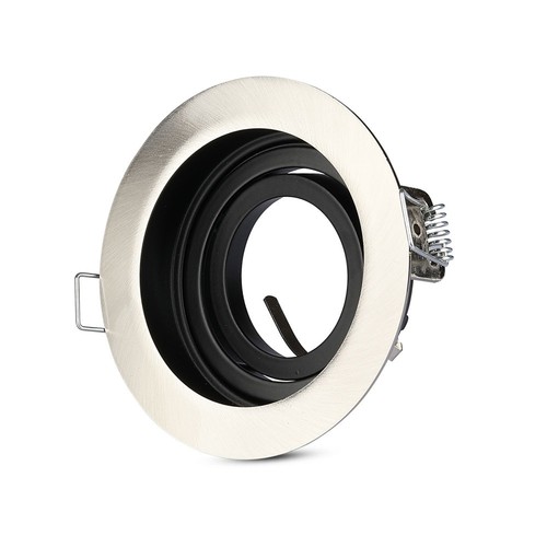 GU10 indbygningsspot, dybt design - Rund, Satin nikkel, Hul: Ø9 cm, Mål: Ø10 cm