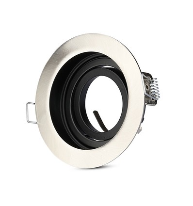 GU10 indbygningsspot, dybt design - Rund, Satin nikkel, Hul: Ø9 cm, Mål: Ø10 cm
