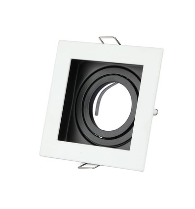 GU10 indbygningsspot, kvadratisk - Hvid, aluminium, hul: 90x90 mm, mål: 100x100 mm, uden lyskilde