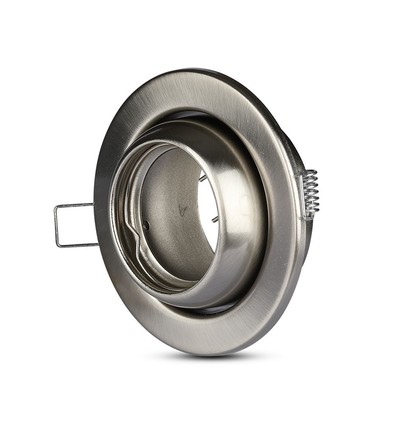 GU10 indbygningsspot - Rund, satin nikkel, justerbar, Hul: Ø9,0 cm, Mål: Ø10,0 cm, IP20 indendørs