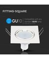 GU10 indbygningsspot - Firkantet, hvid, aluminium, uden lyskilde