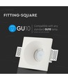 GU10 downlight til gipsloft indspartling - Ekskl. lyskilde og fatning, 12x12cm, firkantet, undersænket