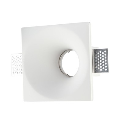 Firkantet hvid gips indbygningsspot - Til GU10, 121 x 121 mm, IP20 indendørs, kan males