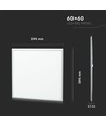 V-Tac 60x60 LED panel - 36W, 3820lm, 105lm/w, hvid kant