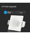 Firkantet hvid gips indbygningsspot - Til GU10, 121 x 121 mm, IP20 indendørs, kan males
