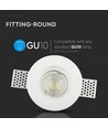 GU10 gips indbygningsspot - Rund, hvid, Ø10cm, hul: Ø10,3 cm, uden lyskilde