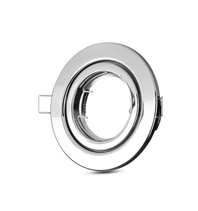 GU10 indbygningsspot, rund - Rustfrit stål, justerbar, hul: Ø7,4 cm, IP20