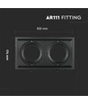 Dobbelt indbygningsspot til 2x AR111 - Sort, aluminium, 32,5 x 17,4 cm, IP20, uden lyskilde