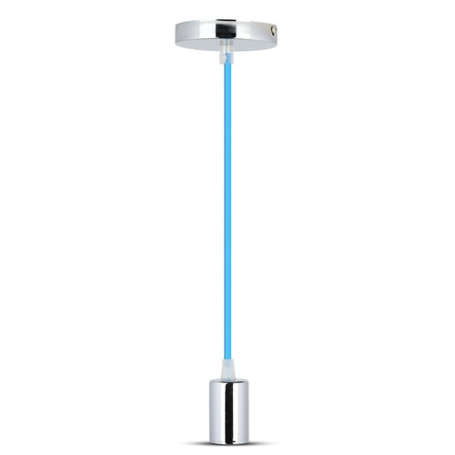 E27 Krom Metal Kop Pendel Lampe - Blå
