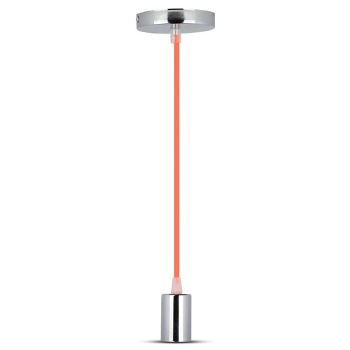 E27 Krom Metal Kop Pendel Lampe - Orange