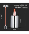 E27 pendelophæng i krom med orange ledning - Ø3,6 cm, uden lyskilde, IP20