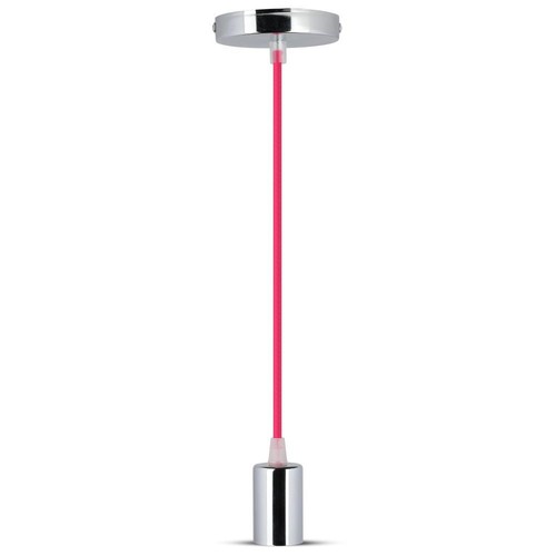 E27 KOPPENDELLAMPE - Chrome Metal, Rose Rød