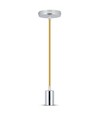 E27 pendelophæng i krom med beige ledning - Maks. 60W, Ø3,6cm, uden lyskilde