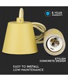 Gul beton pendel lampe, E27 fatning - Max 60W, Ø5cm, uden lyskilde