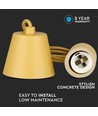Beige beton pendel lampe - E27 fatning, Ø5cm, max 60W, uden lyskilde