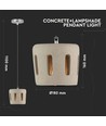 Ø18cm pendellampe i beton - E27 fatning, max 60W, 1m ledning, IP20 indendørs
