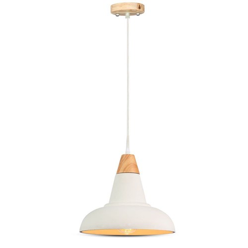 E27 Pendel Lampe - Beton+Træ, Ø300