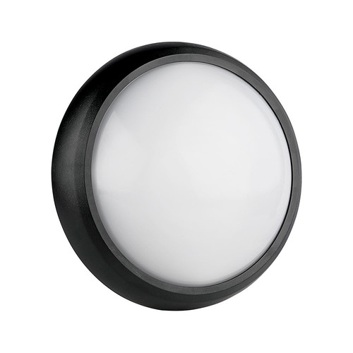 8W - Fuld Runde IP54 Dome Lamper, 3000K, Sort Hus