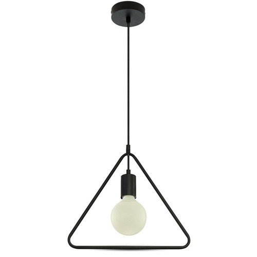Mat sort pendel lampe med sort baldakin - E27