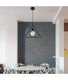 E27 pendel lampe, geometrisk trekant - Matt sort, moderne design, metal finish