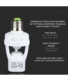 E27 fatning med 360° infrarød bevægelsessensor - Max 60W, rækkevidde op til 6m, indendørs/udendørs