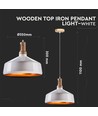 Trætop Jern Pendellampe E27 - Hvid