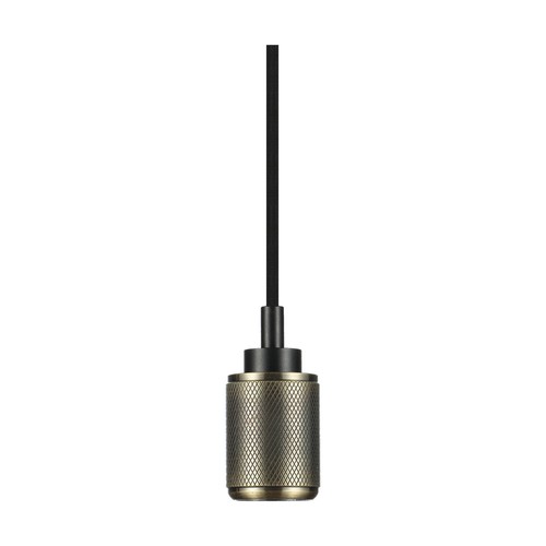 Bronze aluminium lampefatning - stofkabel 1m med vertikale striber