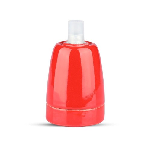 E27 porcelænsfatning, rød - Max 60W, Ø4,7cm, til ophæng