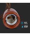 E27 porcelæn pendelophæng, brun - Max 60W, Ø4,7cm, 68cm ledning, uden lyskilde