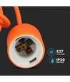 E27 pendelophæng i orange silikone, 60W - 100cm, IP20, uden lyskilde