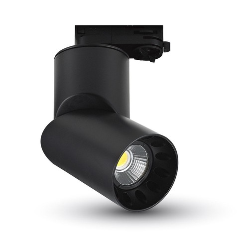 20W LED Skinnespot - 5000K, Sort Hus, Rundt