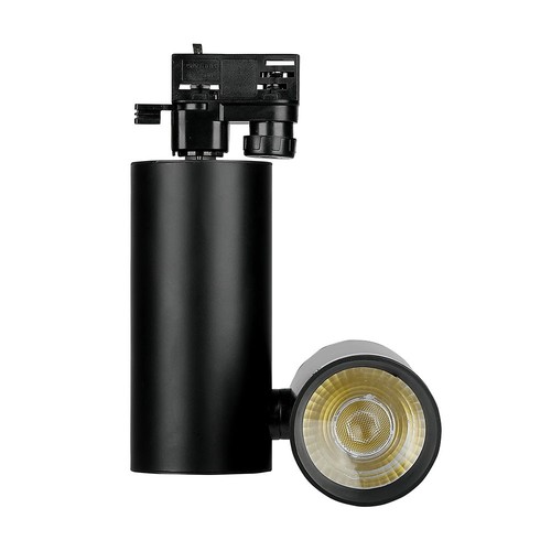 30W LED Skinnespot - 6400K, Sort Hus