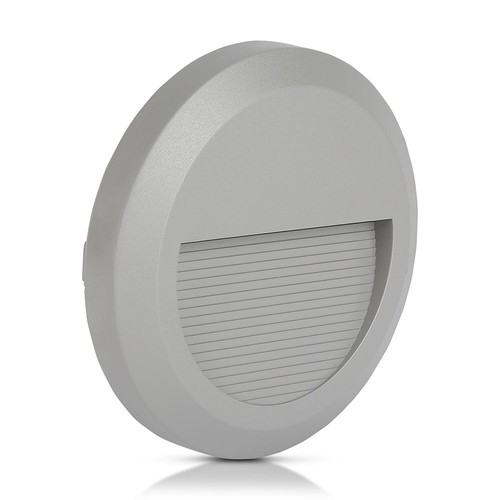 2W Trinlys LED - 4000K, Grå Hus, Rundt