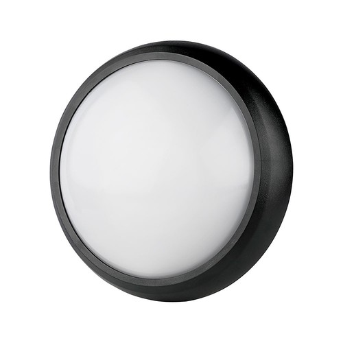 12W IP54 Dome Lys - 3000K, Sort, Fuld Rundet, Hus