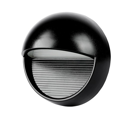3W LED Trinlys - 3000K, sort hus, rundt